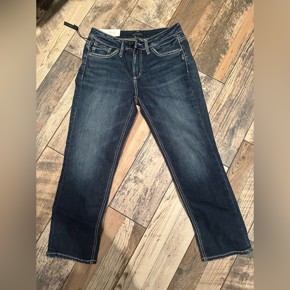 Silver High Rise Capri Jeans - Picture 2 of 6